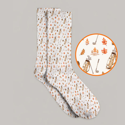 Vintage Squirrel Golf Socks, Autumn Golf Fall Pattern Sock, Golf Gift For Golfer