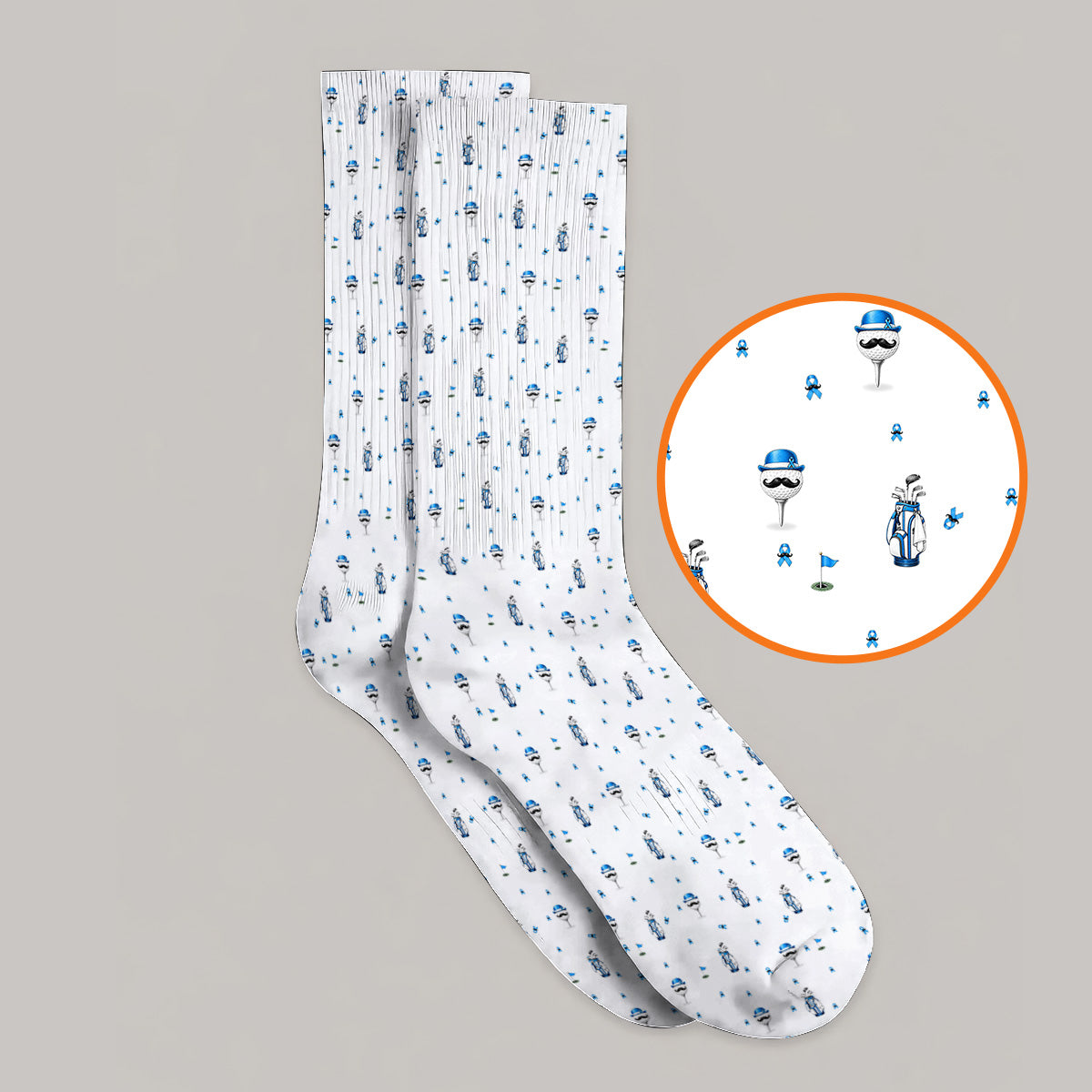 Blue Ribbon Golf Socks, Prostate Cancer Awareness Golf Sock, Golf Gift for Golfer