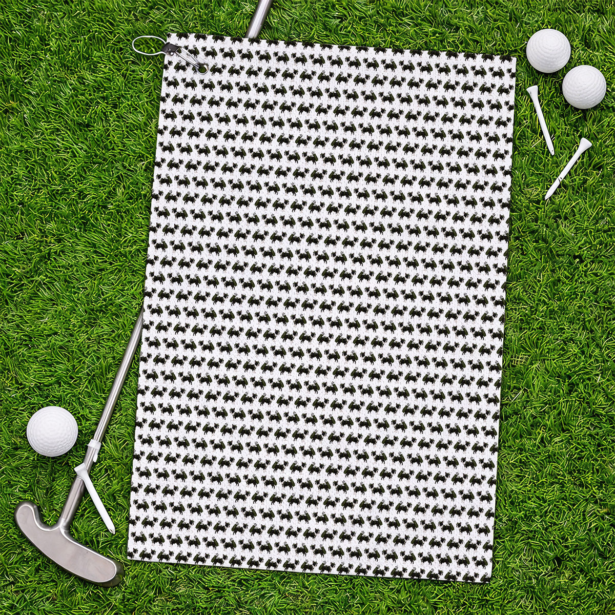 Crazy Boston Terrier Pattern Golf Towels, Boston Terrier Golf Towel, Golf Gift For Golfer