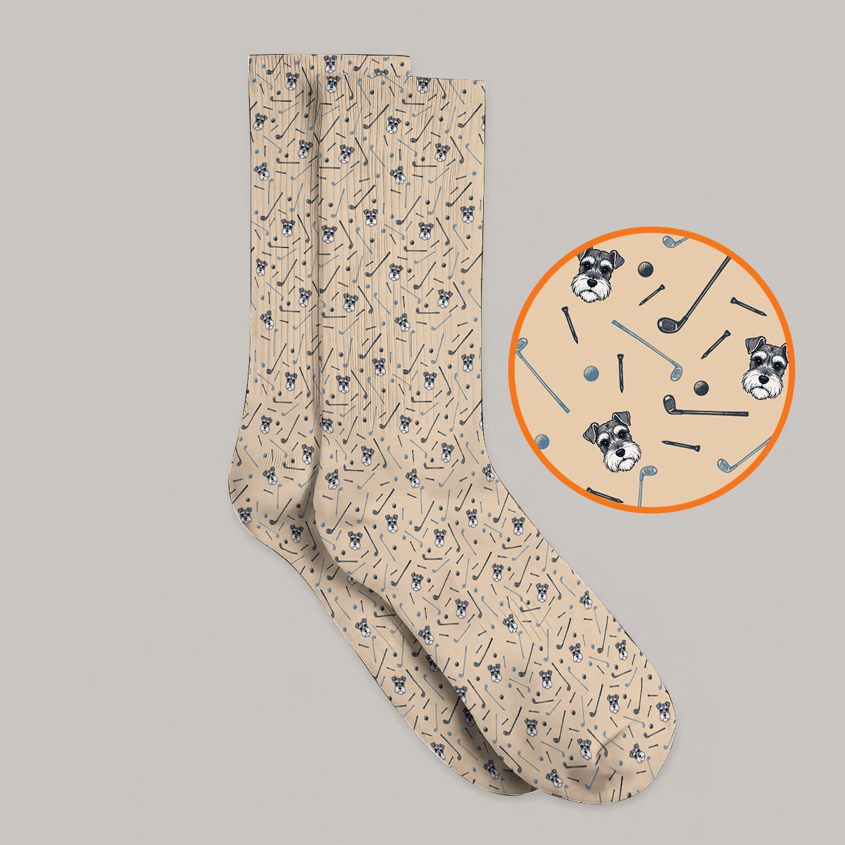 Crazy Miniature Schnauzer Pattern Golf Socks, Mini Schnauzer Golf Sock, Dog Lover Golf Gift