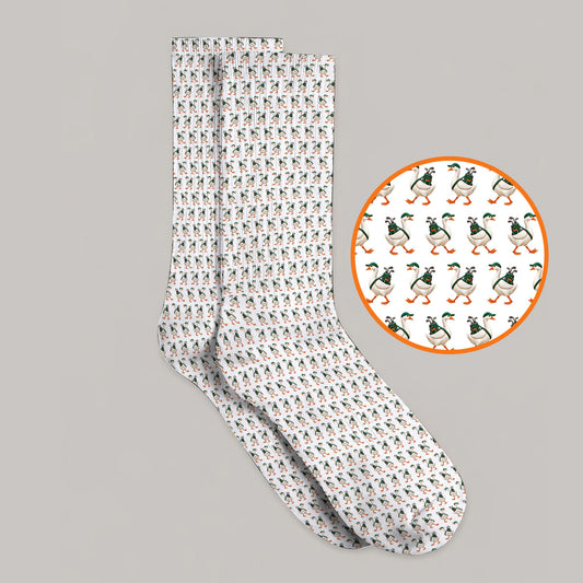 Walking Goose Golf Socks, Funny Goose Pattern Golf Sock, Golf Gift For Golfer