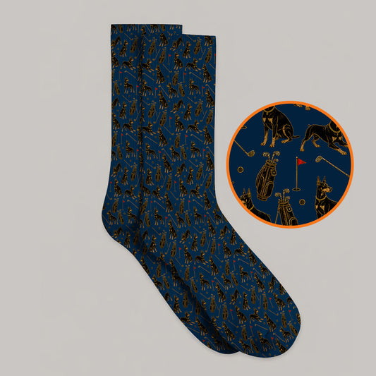 Crazy Doberman Golf Socks, Doberman Pattern Golf Sock, Golf Gift For Golfer
