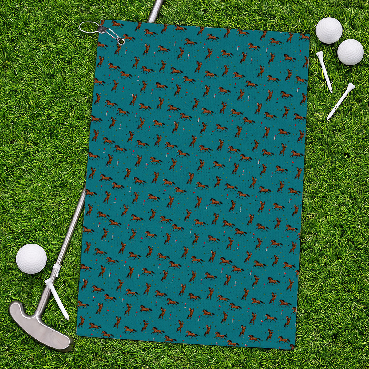 Crazy Horse Golf Pattern Towel, American Quarter Horse Golf Towel, Western Horse Gift for Golfers