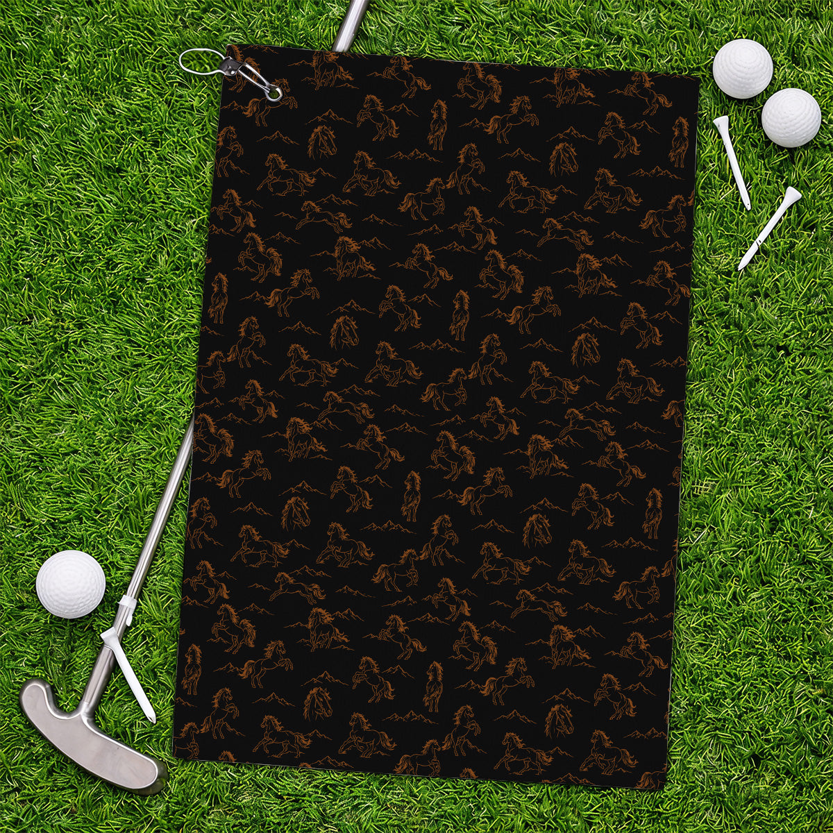 Crazy Horse Golf Pattern Towel, American Quarter Horse Golf Towels, Western Horse Gift for Golfers