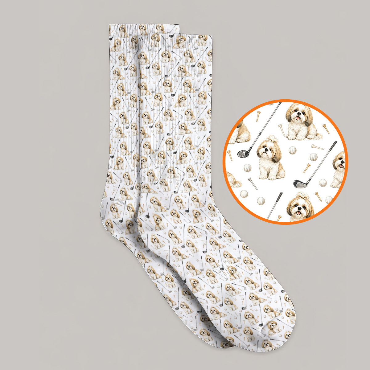 Shih Tzu Golf Socks, Cute Shih Tzu Pattern Golf Sock, Crazy Golf Gift For Golfer