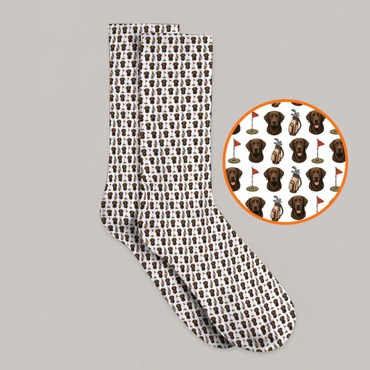 Chocolate Labrador Retriever Golf Sock, Funny Chocolate Lab Pattern Golf Socks, Dog Lover Golf Shirt