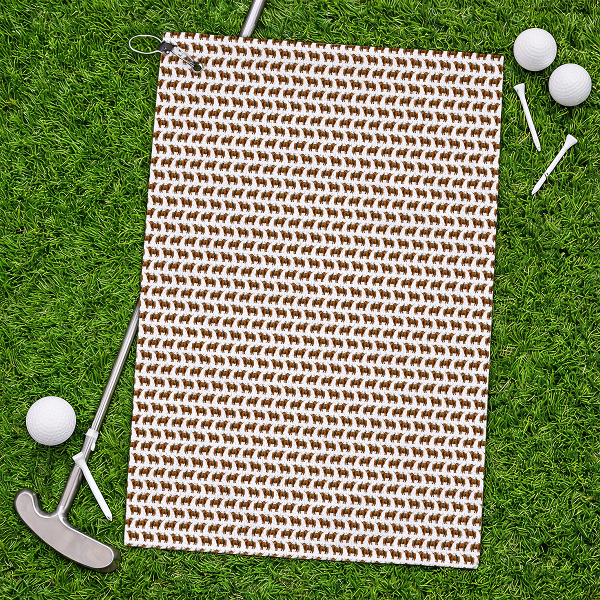Crazy Highland Cow Caddie Towels, Highland Cow Golf Towel, Golfer Gift For Golfers