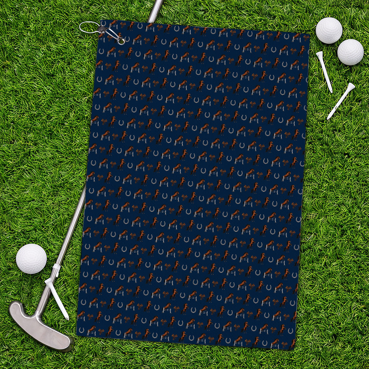 Funny Horse Golf Pattern Towel, American Quarter Horse Golf Towels, Western Horse Gift for Golfers