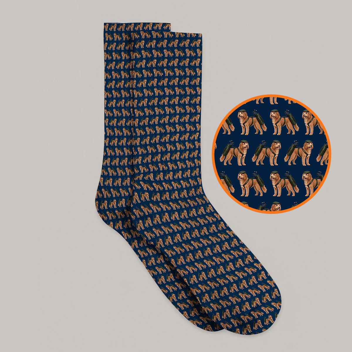 Goldendoodle Golf Socks, Funny Golfing Doodle Dog Pattern Golf Sock, Golf Gift For Golfers