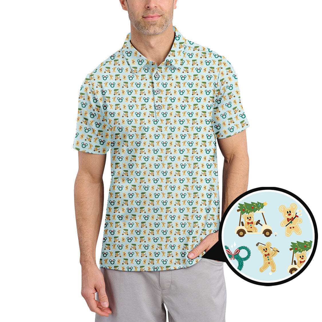 Funny Christmas Golf Shirt, Men's Pattern Golf shirt, Xmas Golf Shirt For Golfer