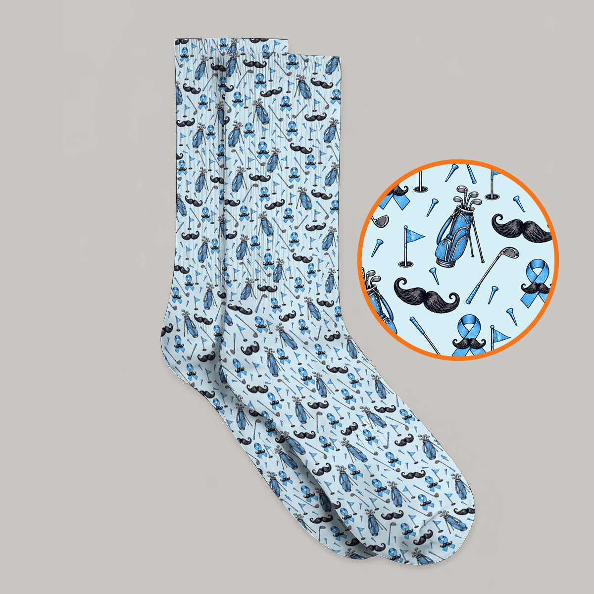 Prostate Cancer Golf Socks, Blue Ribbon Pattern Golf Sock, Crazy Golf Gift For Golfers