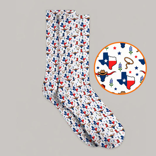 Texas Longhorn Golf Socks, Western Cowboy Texas Pattern Sock, Funny Golf Gift For Golfer