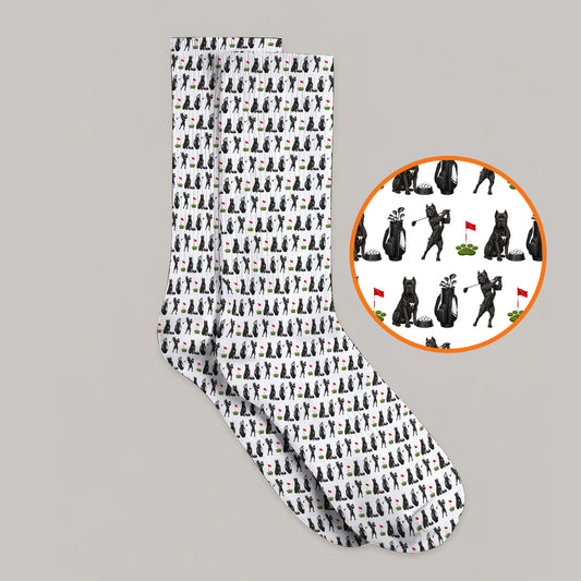 Cane Corso Golf Socks, Black Cane Corso Golf Pattern Sock for Dog Lovers, Funny Golf Gift for Golfers