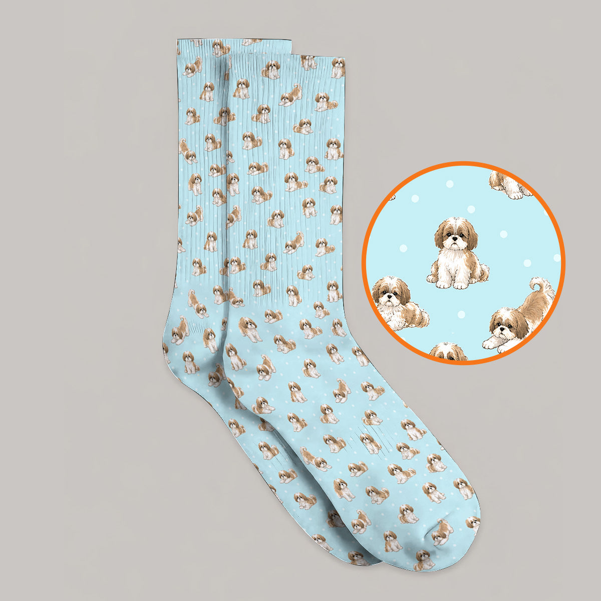 Funny Shih Tzu Golf Sock, Cute Shih Tzu Pattern Golf Socks, Golf Gift For Golfer