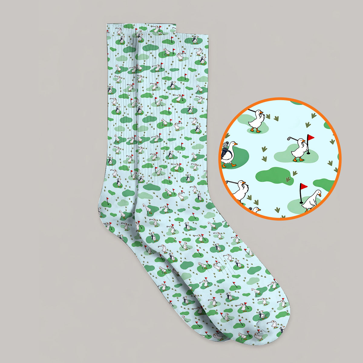 Funny Goose Golf Socks, Playful Golfing Goose Pattern Golf Sock, Golf Gift For Golfers