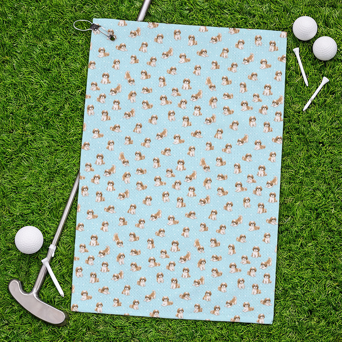 Funny Shih Tzu Golf Towels, Cute Shih Tzu Pattern Golf Towel, Golf Gift For Golfer