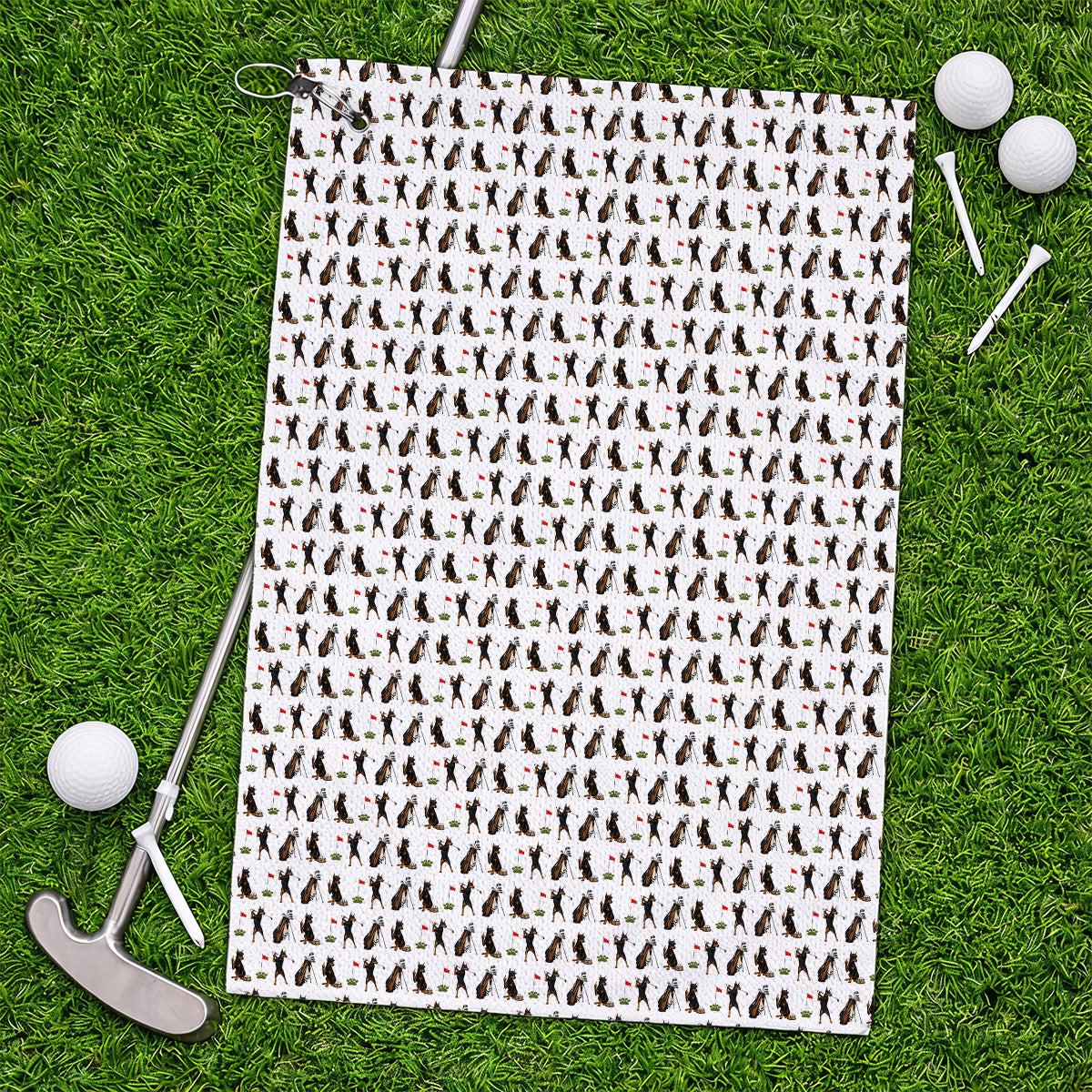 Doberman Golf Towel, Funny Doberman Pattern Golf Towels, Dog Lover Golf Gift