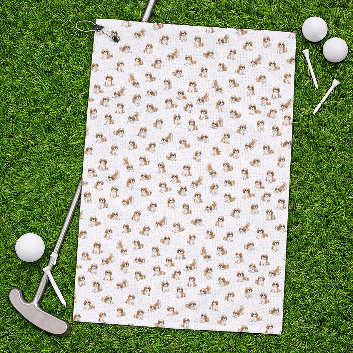 Funny Shih Tzu Golf Towels, Cute Shih Tzu Pattern Golf Towel, Golf Gift For Golfer