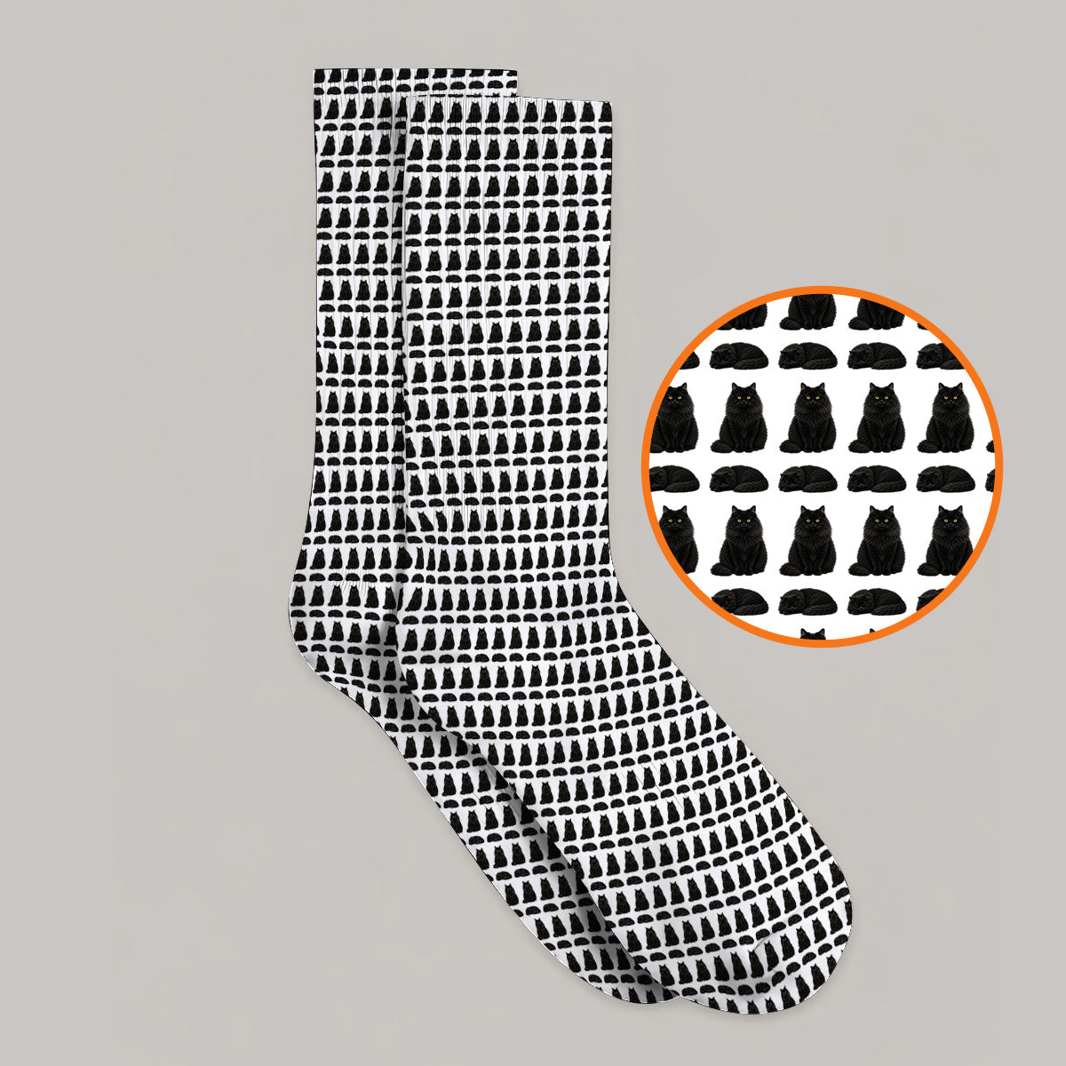 Black Persian Cat Golf Socks, Cute Black Persian Pattern Golf Sock, Golf Gift for Cat Lovers