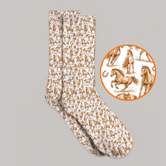 Vintage Horse Golf Socks, Horse Pattern Golf Sock for Equestrian Lovers, Western Horse Golf Gift for Golfers