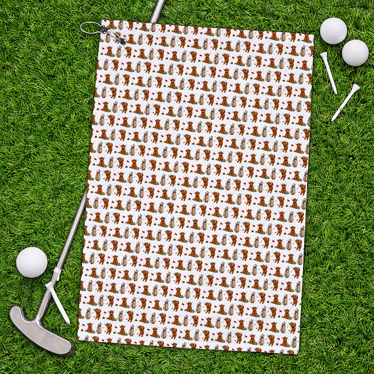 Funny Highland Cow Golf Towel, Highland Cow Pattern Golf Towels, Golf Gift For Golfer