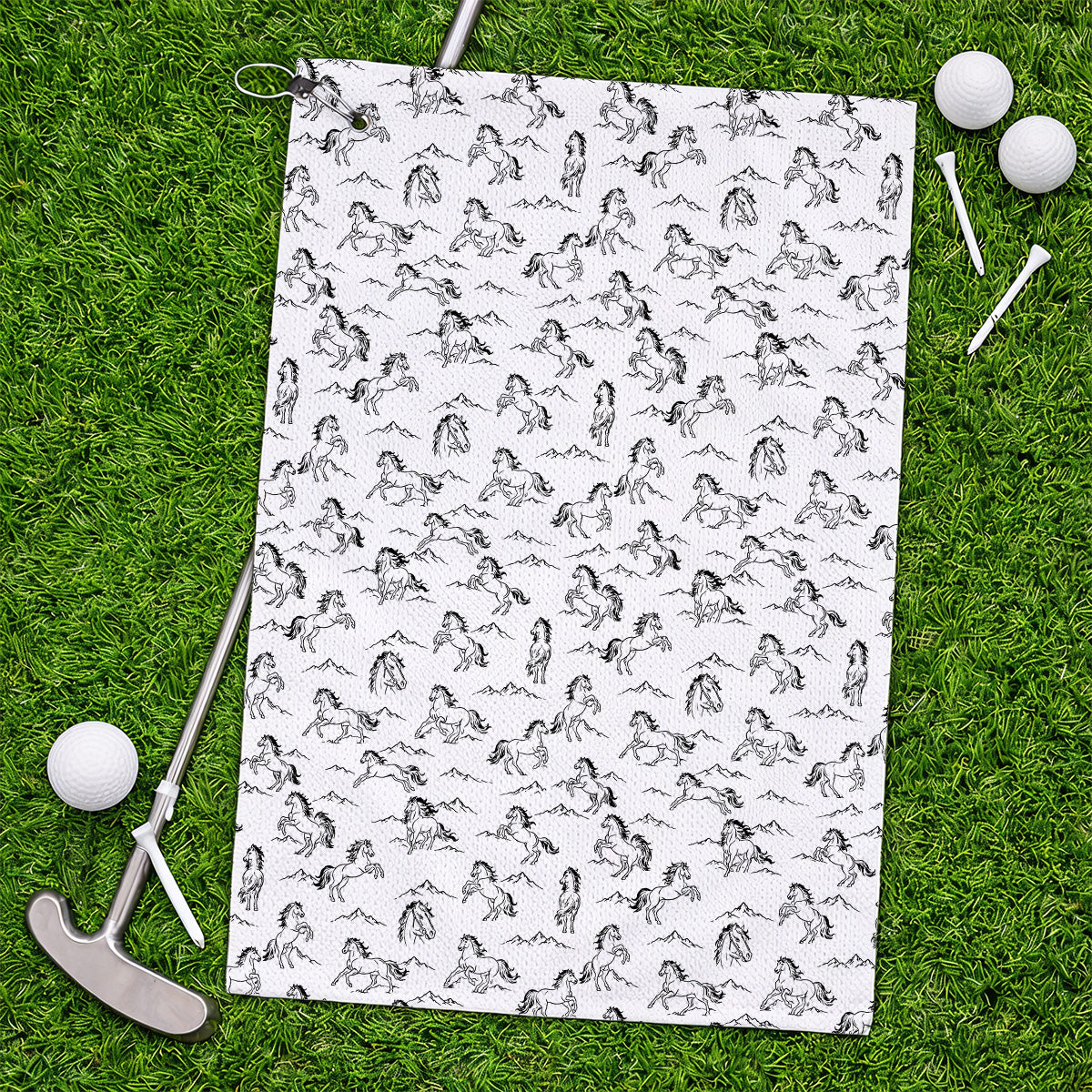 Crazy Horse Golf Pattern Towel, American Quarter Horse Golf Towels, Western Horse Gift for Golfers