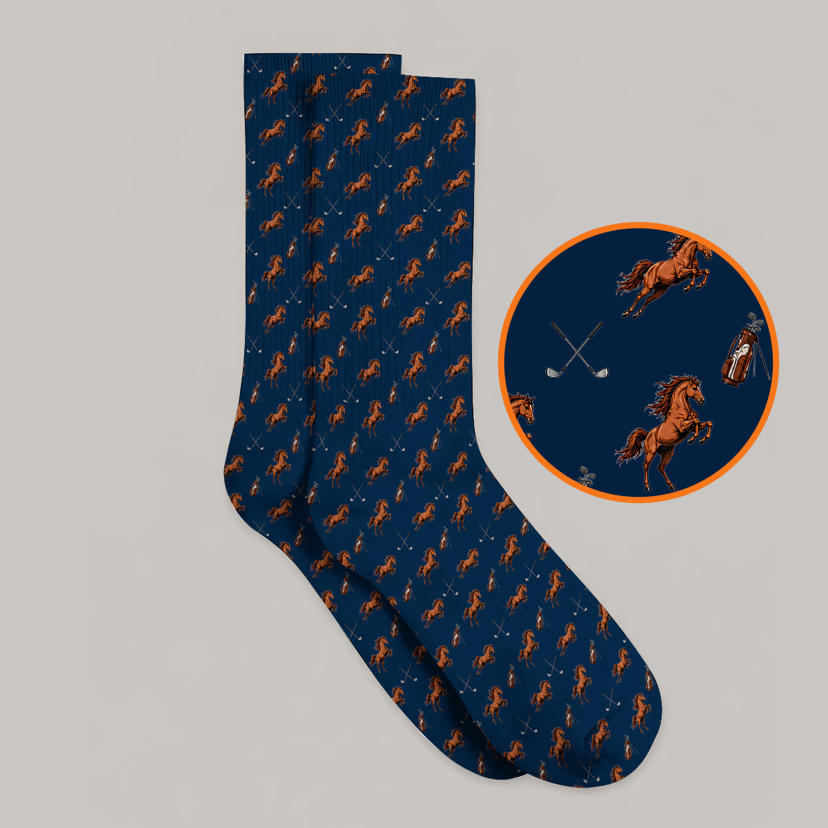 American Quarter Horse Golf Socks, Horse Pattern Golf Sock for Equestrian Lovers, Western Horse Golf Gift for Golfers