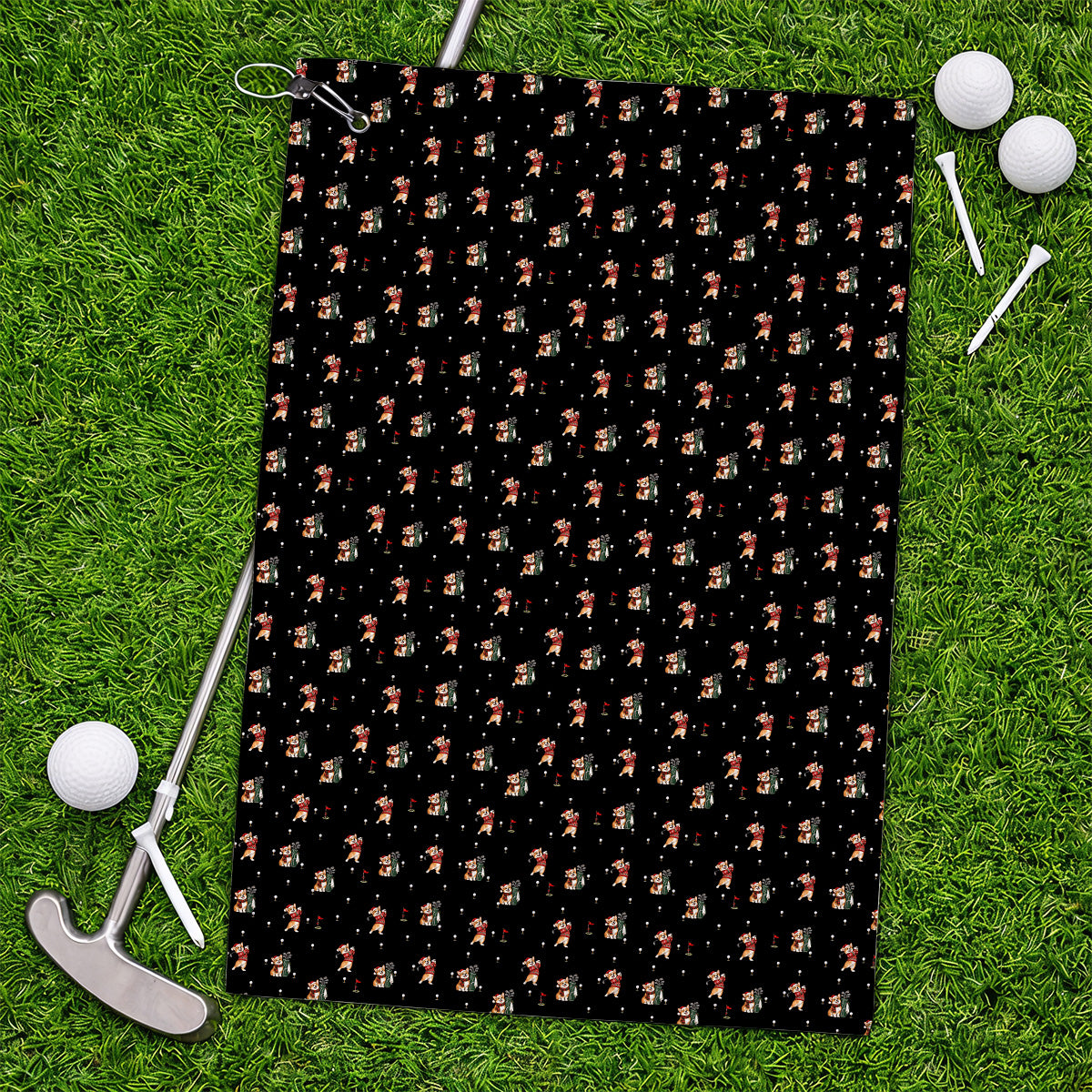 Crazy Corgi Christmas Golf Towels, Xmas Corgi Pattern Golf Towel, Golf Gift For Golfers