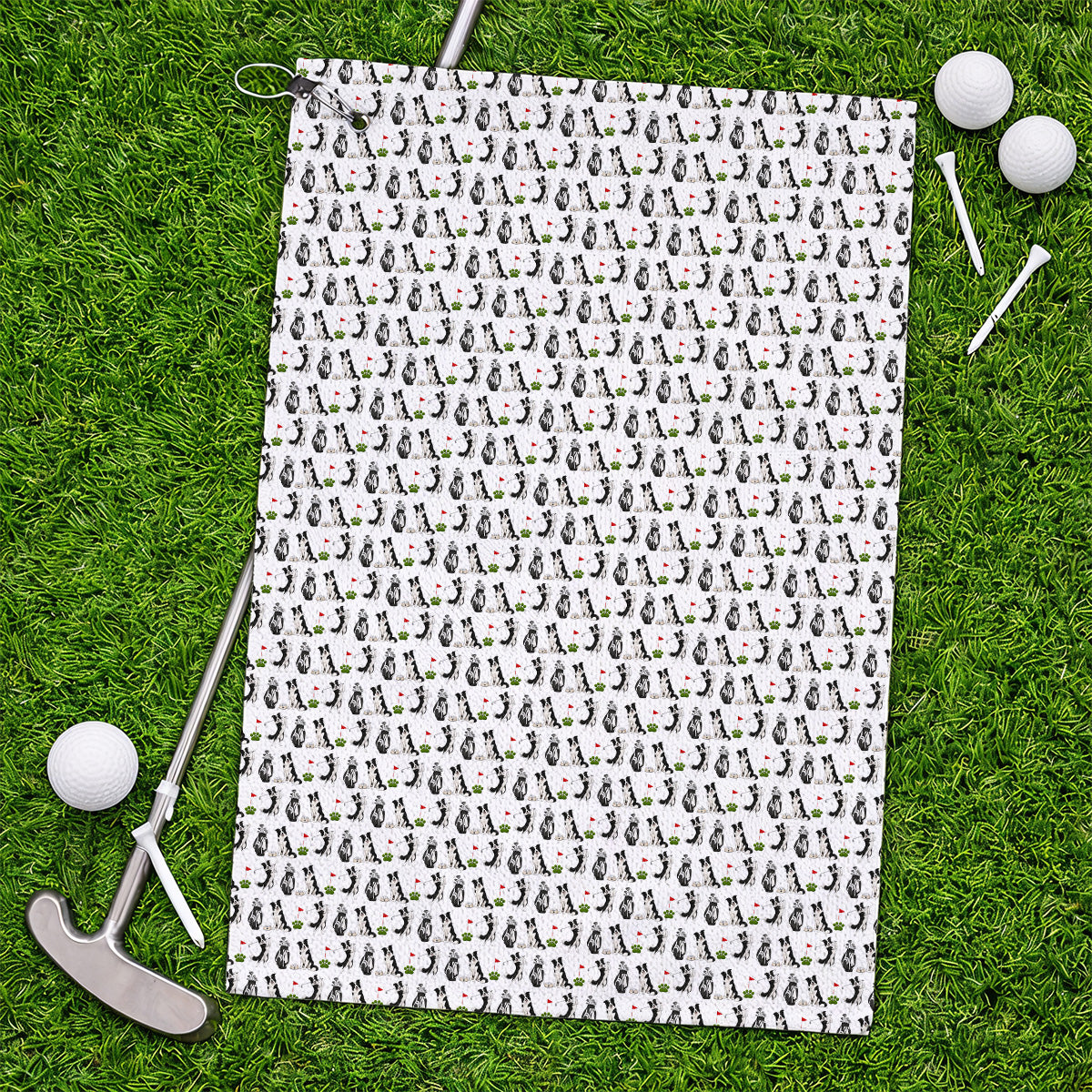 Border Collie Golf Towel, Border Collie Pattern Golf Towels for Dog Lovers, Funny Golf Gift for Golfer