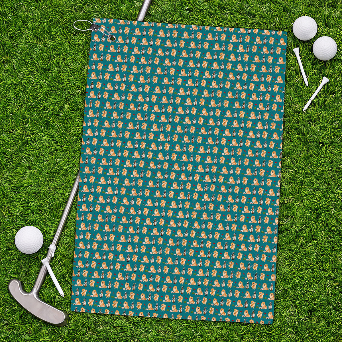 Pomeranian Pattern Golf Towel, Pomeranian Dog Golf Towels, Golf Gift For Golfer