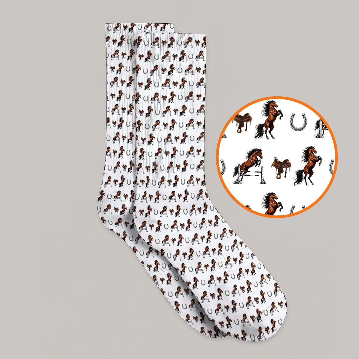 Funny Horse Golf Pattern Socks, American Quarter Horse Golf Socks, Western Horse Gift for Golfers
