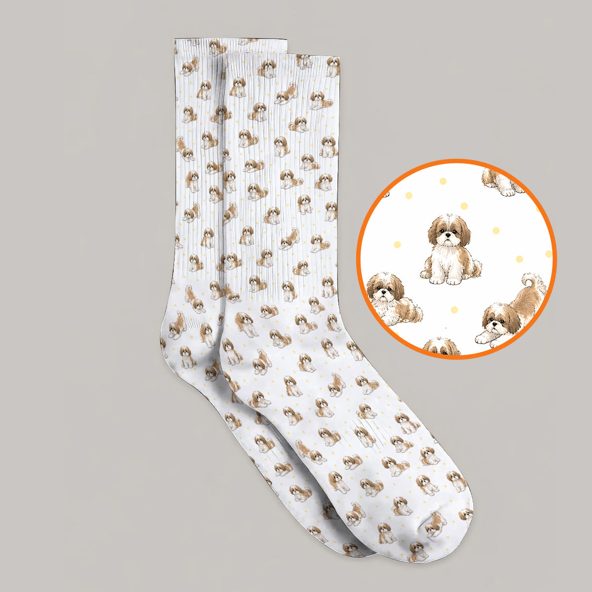 Funny Shih Tzu Golf Sock, Cute Shih Tzu Pattern Golf Socks, Golf Gift For Golfer
