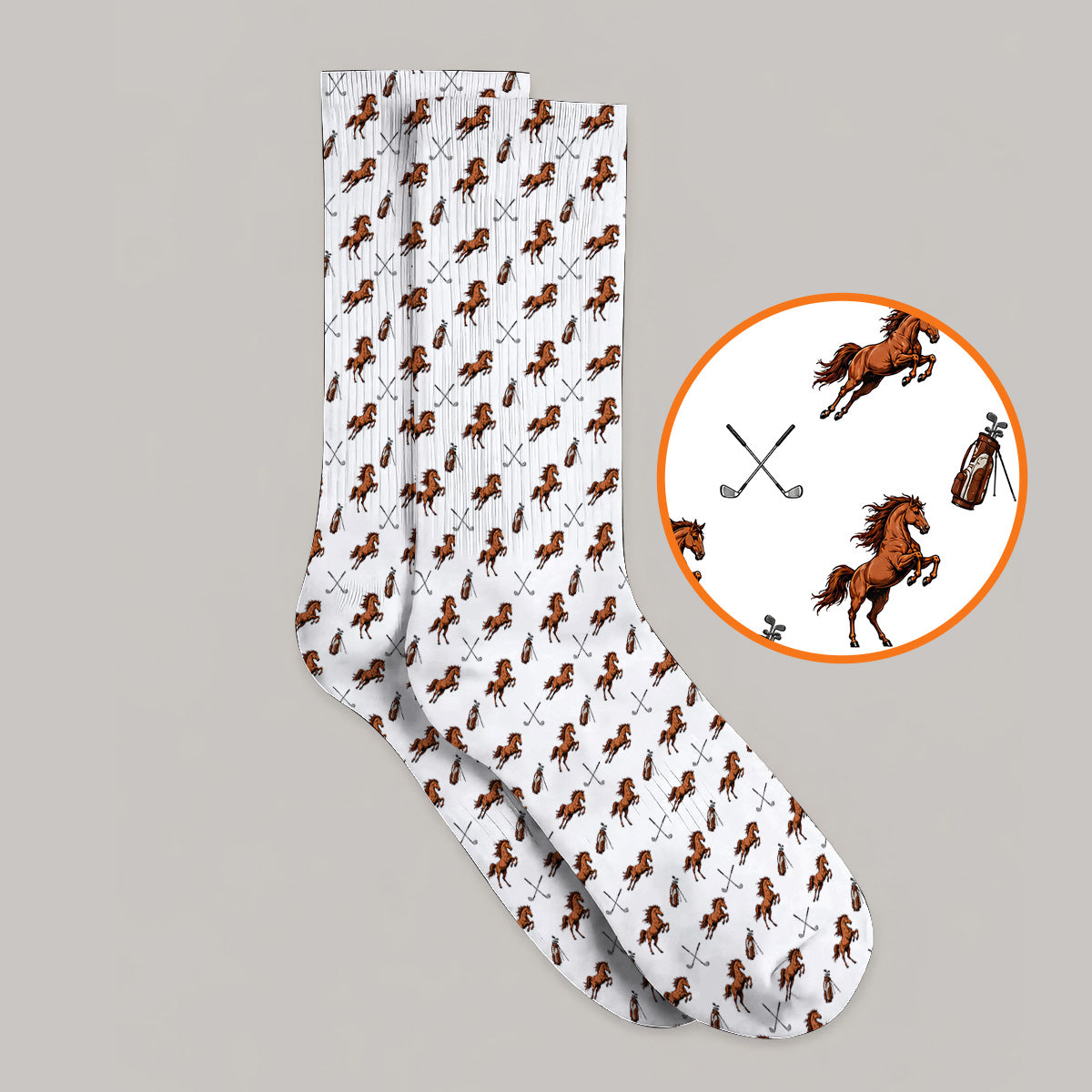American Quarter Horse Golf Socks, Horse Pattern Golf Sock for Equestrian Lovers, Western Horse Golf Gift for Golfers