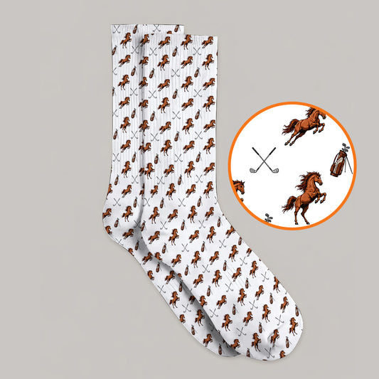 American Quarter Horse Golf Socks, Horse Pattern Golf Sock for Equestrian Lovers, Western Horse Golf Gift for Golfers
