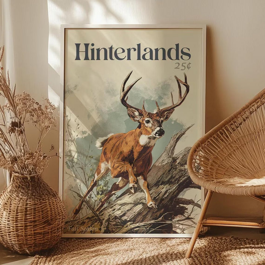 Vintage Fall Deer Canvas – Rustic Hunting Cabin Wall Art