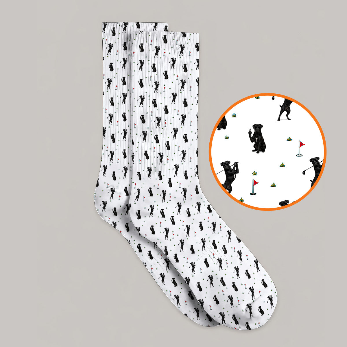 Cane Corso Middle Finger Golf Socks, Black Cane Corso Golf Pattern Sock for Dog Lovers, Funny Golf Gift for Golfers