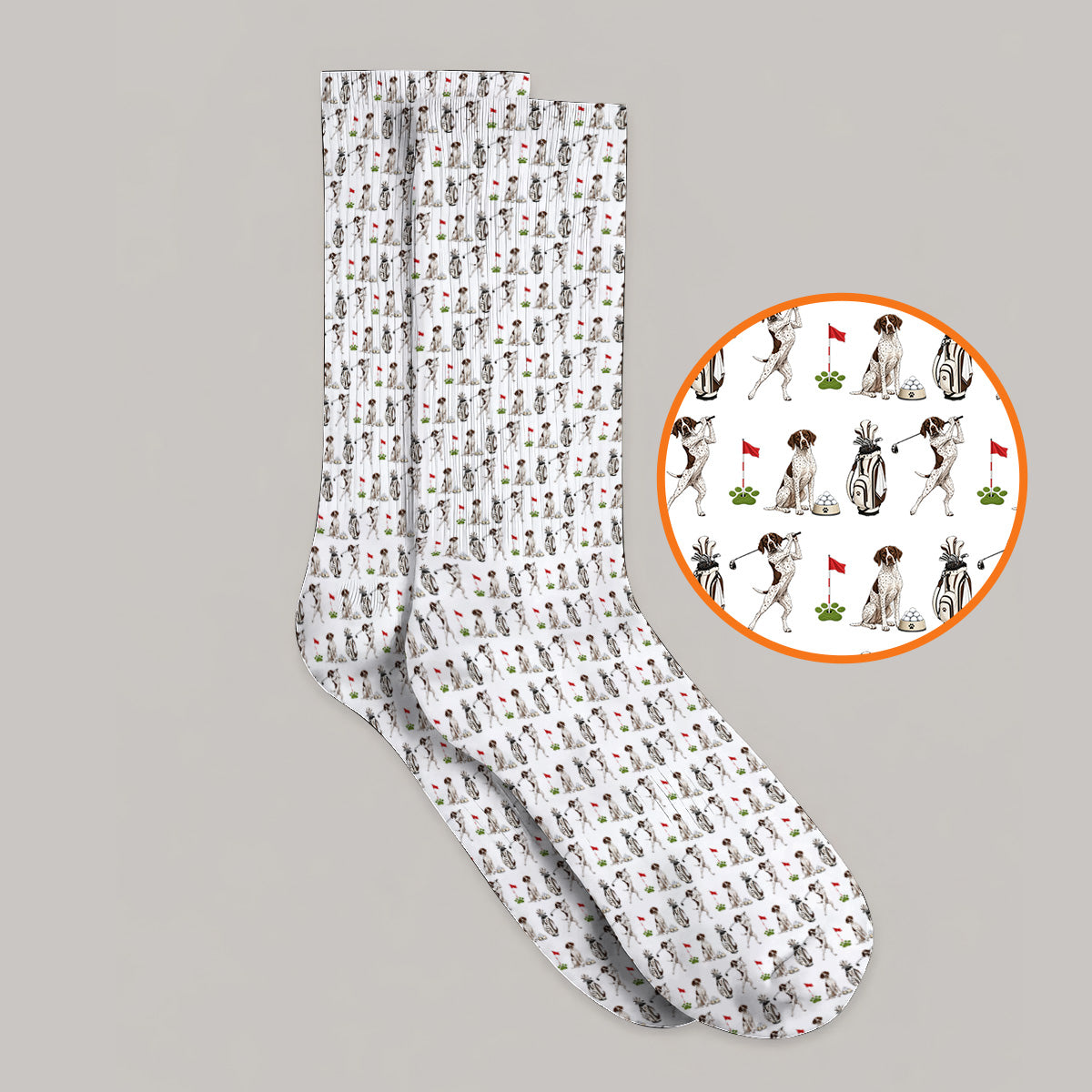 German Shorthaired Pointer Golf Socks, Funny Pattern Golf Sock, Golf Gift For Golfer