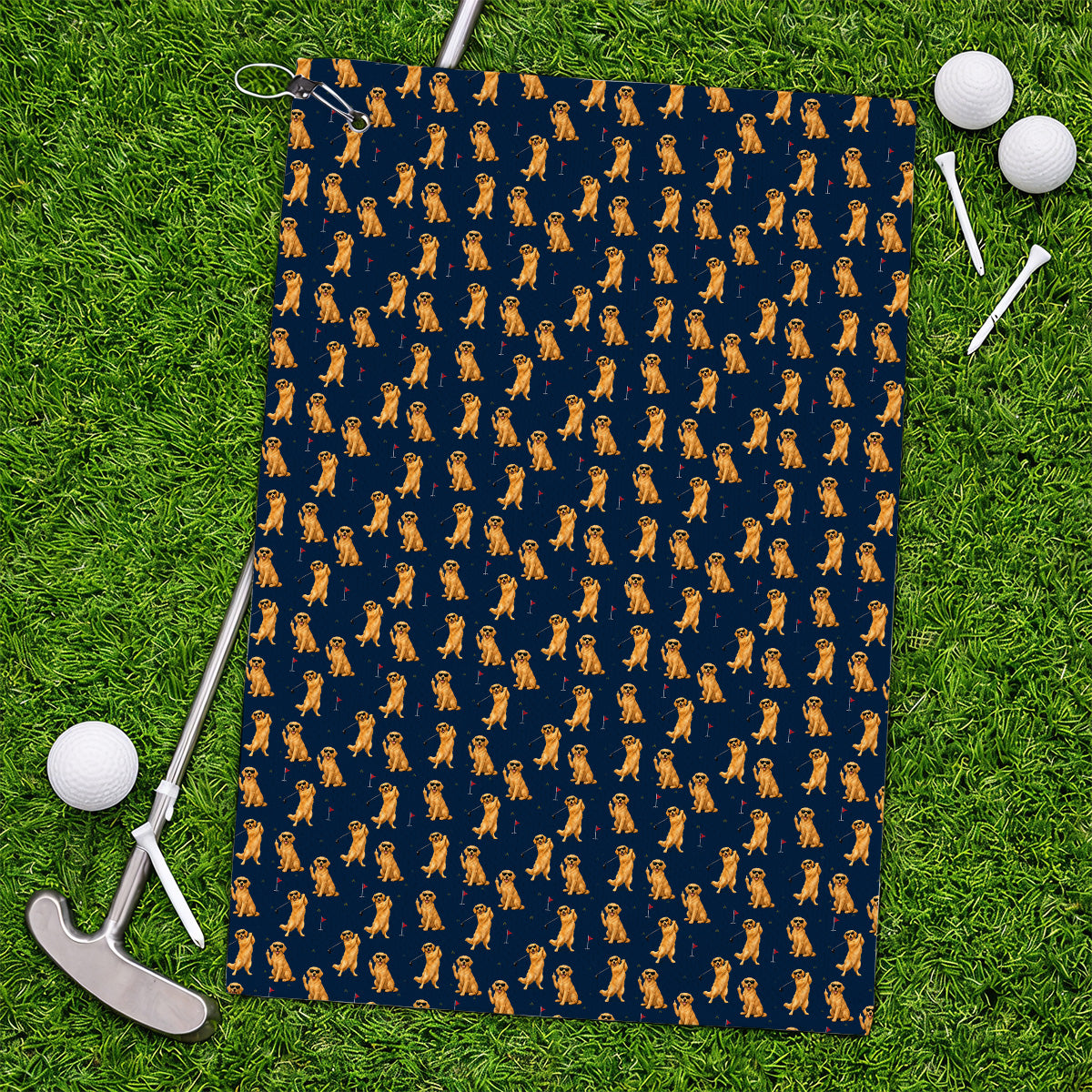 Golden Retriever Fairway Golf Towel, Golf Dog Pattern Towels, Gift For Golden Retriever Owners