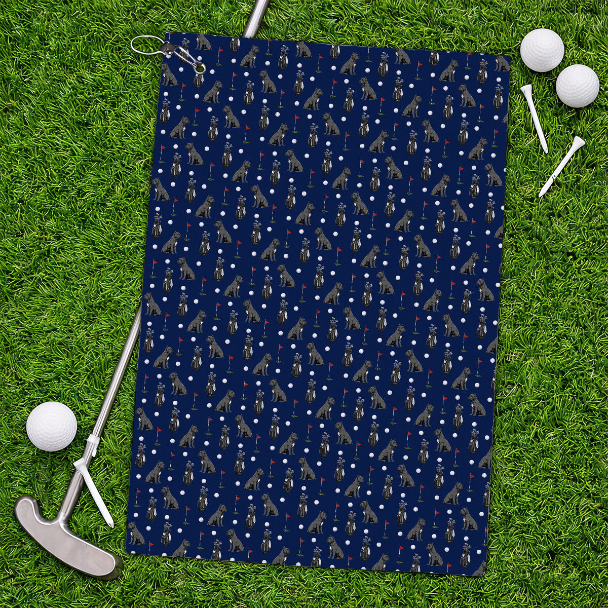 Funny Cane Corso Pattern Golf Towel, Black Cane Corso Golf Towels for Dog Lovers, Golf Gift for Golfers
