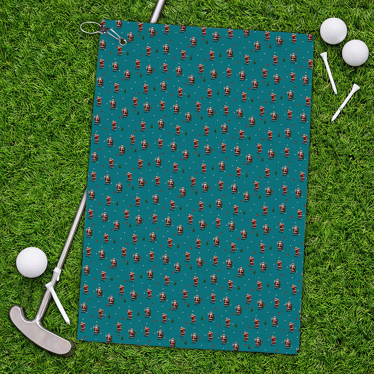 Funny Santa Pattern Golf Towels, Xmas Golf Towel For Golfers, Christmas Golf Gift For Holiday