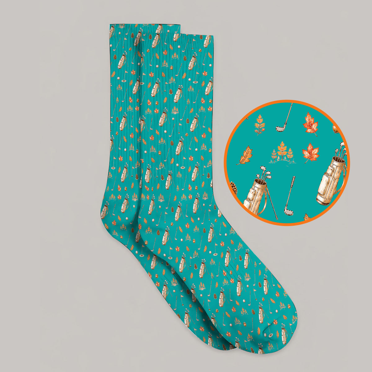 Vintage Squirrel Golf Socks, Autumn Golf Fall Pattern Sock, Golf Gift For Golfer