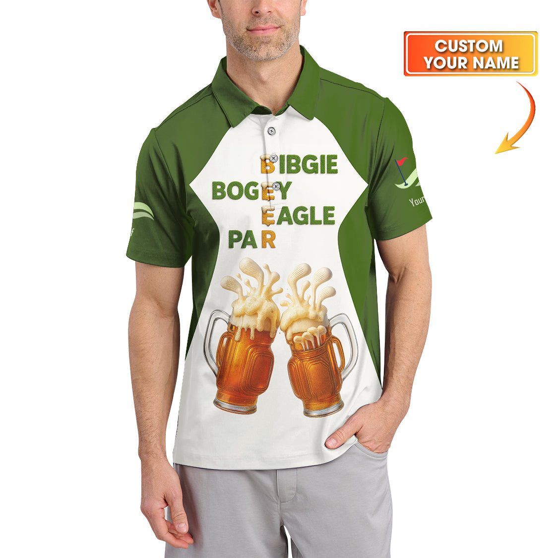 Golf And Beer Shirt, Custom Golf Polos For Men, Funny Golf Shirts For Beer Lovers