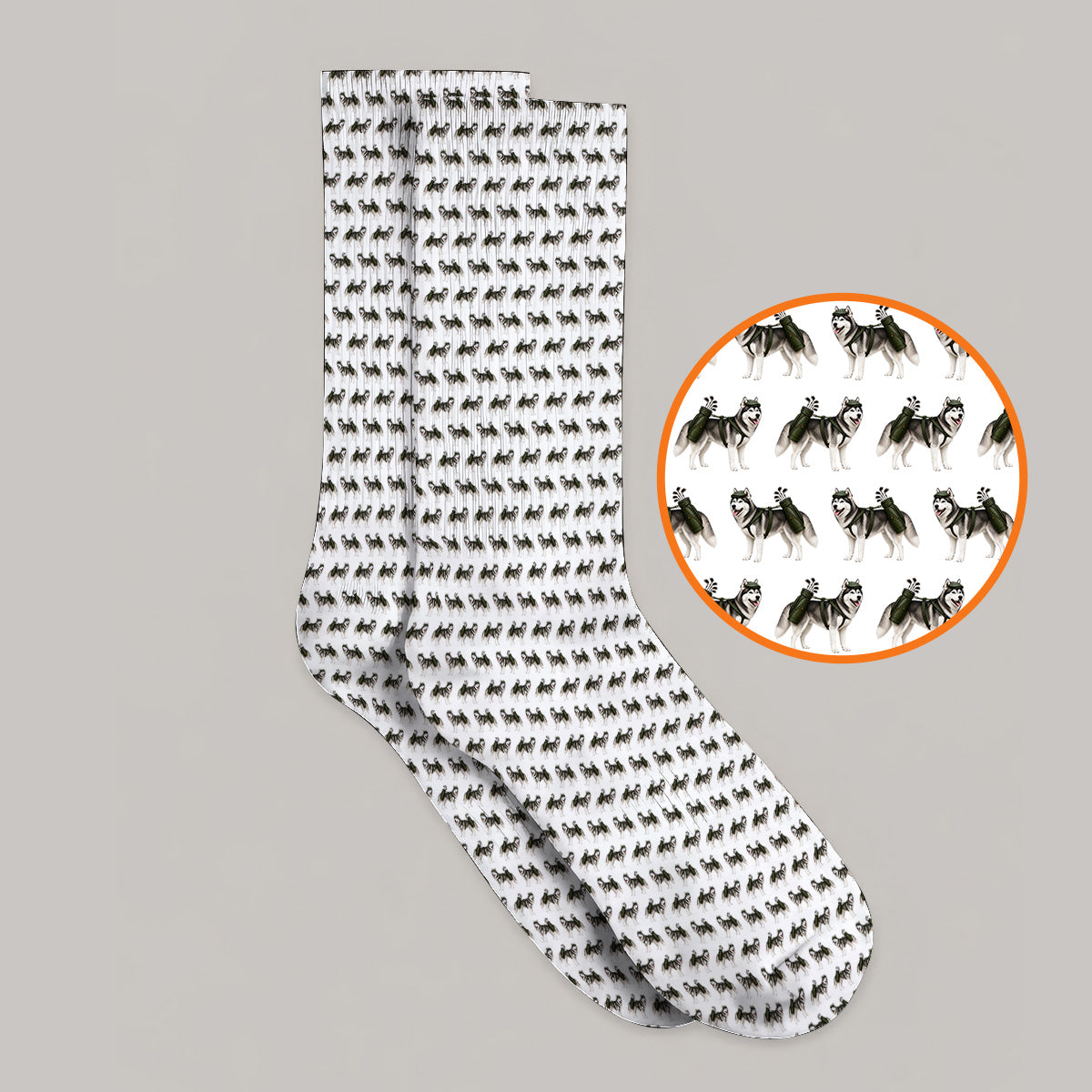 Husky Golf Socks, Husky Sibir Pattern Golf Sock For Golfer, Funny Golf Gift For Dog Lover