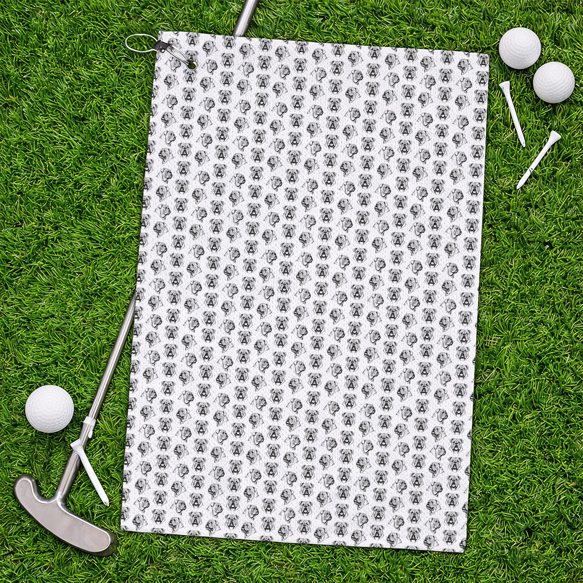 English Bulldog Golf Pattern Towels, Bulldog Golf Towel, Crazy Golf Gift For Golfers