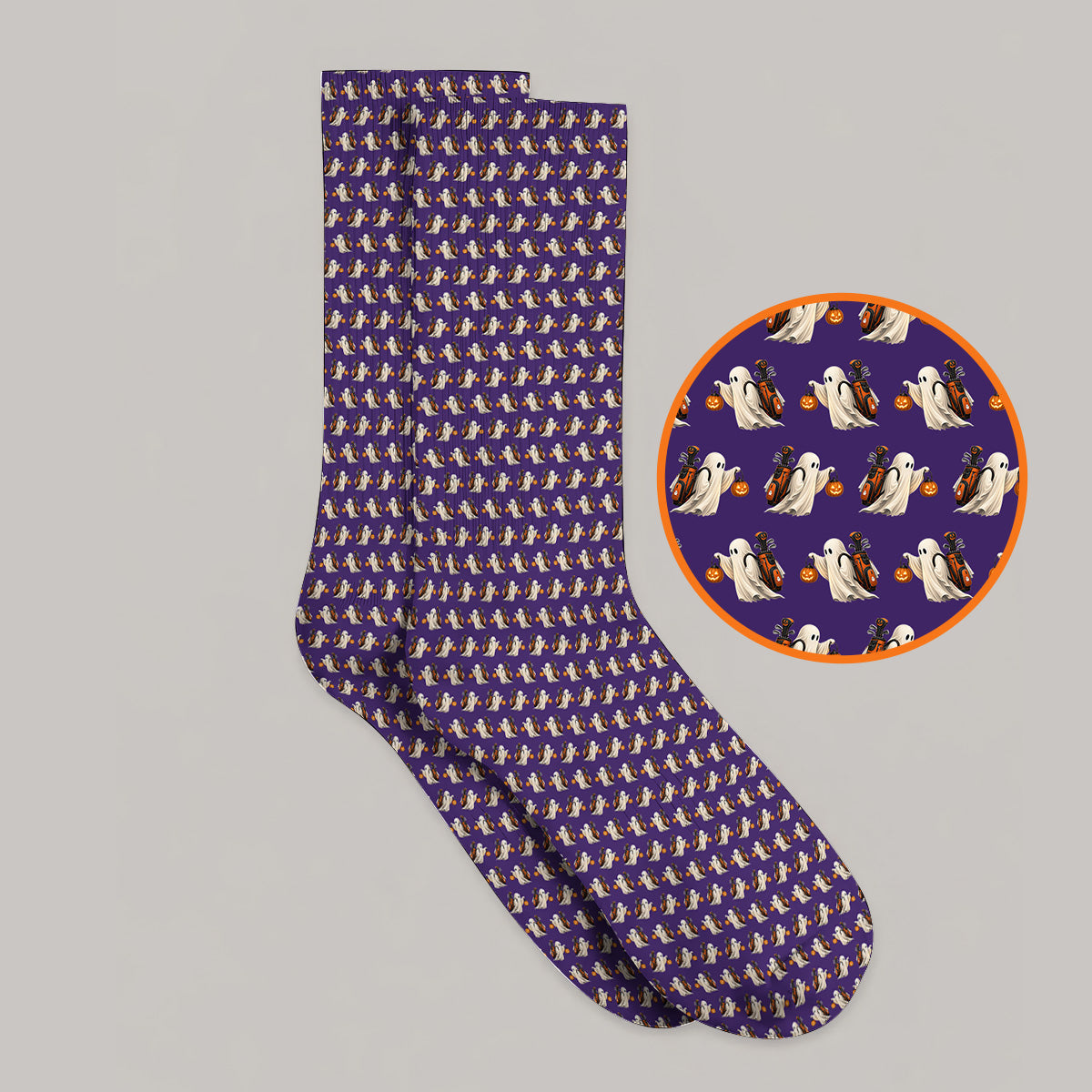 Halloween Golf Socks, Ghost Pattern Golf Sock, Spooky Golf Gift for Golf Lovers
