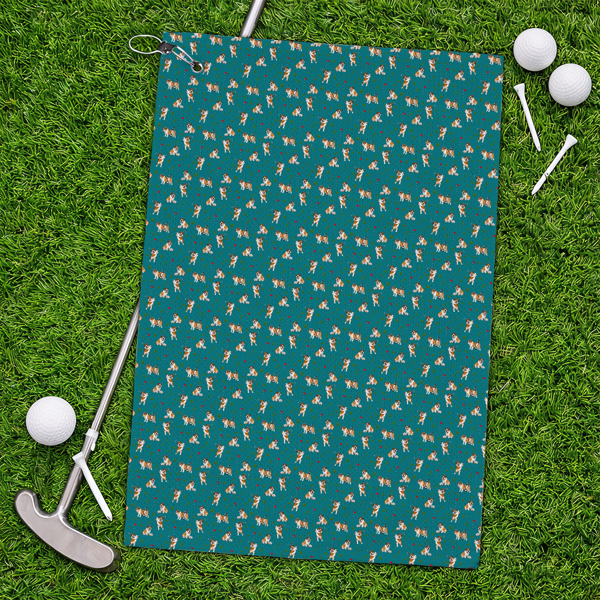 Funny Bulldog Golf Pattern Towels, English Bulldog Golf Towel, Golf Gift For Golfer