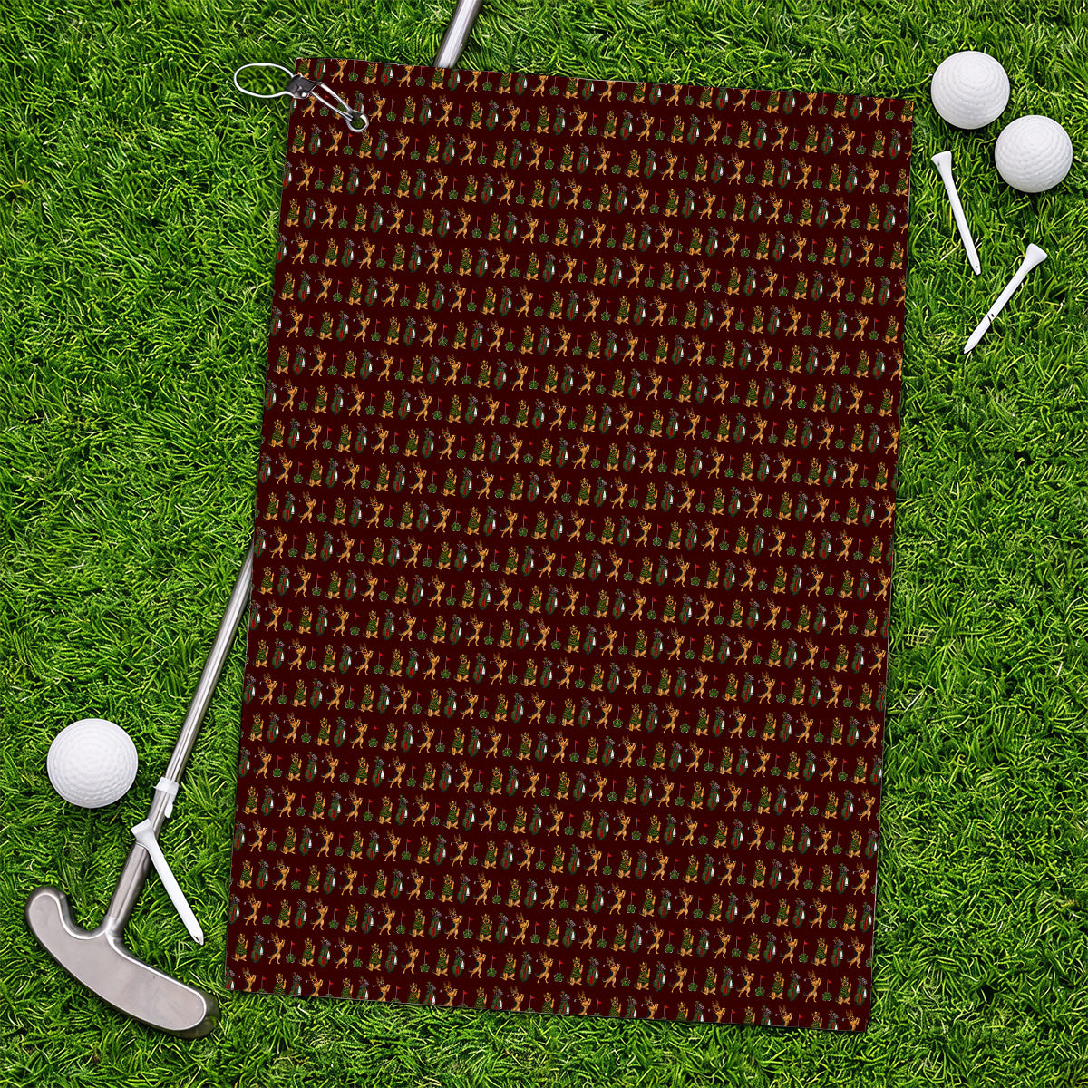 German Shepherd Christmas Golf Towels, German Shepherd Pattern Golf Towel, Xmas Golf Gift For Golfer