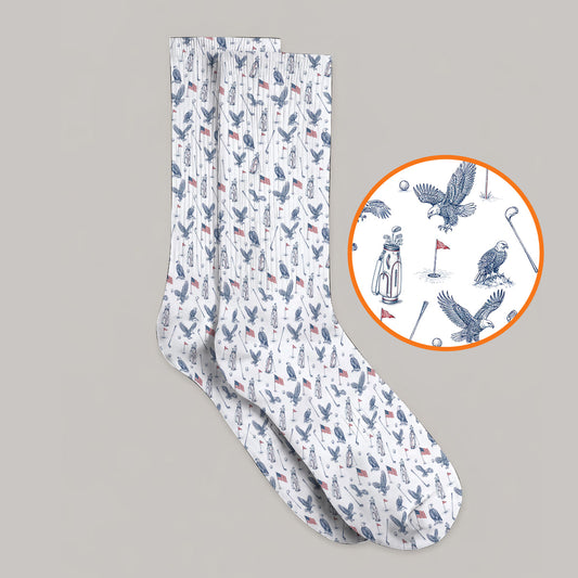Patriotic Eagle Golf Socks, American Flag Pattern Golf Sock, USA Independence Golf Apparel