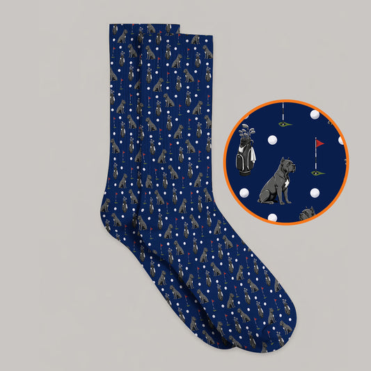Funny Cane Corso Pattern Golf Socks, Black Cane Corso Golf Sock for Dog Lovers, Golf Gift for Golfers