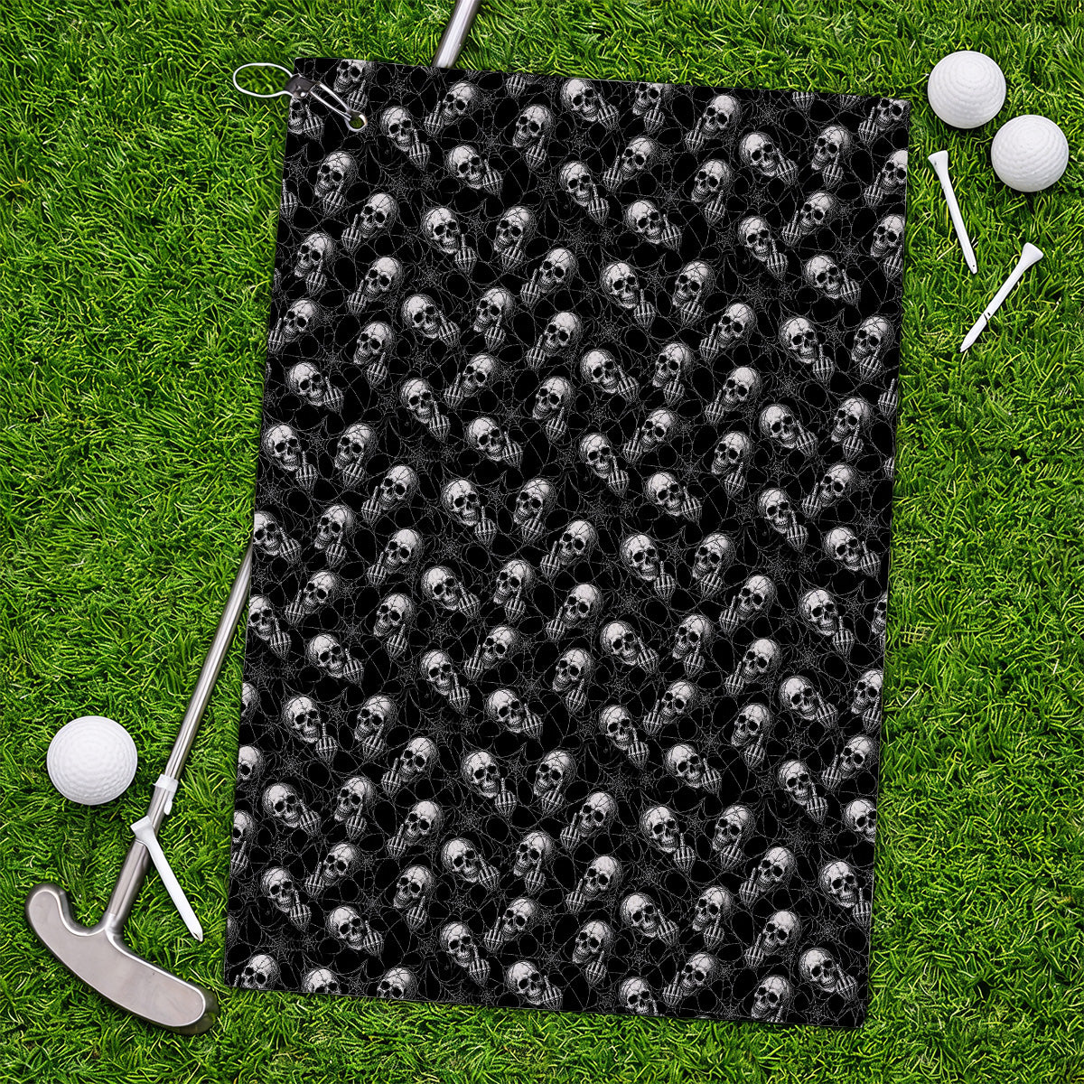 Crazy Skull Pattern Golf Towel, Skeleton Golf Towels, Unique Golf Gift For Golfer